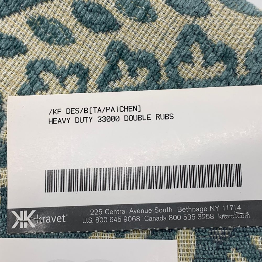 Kravet Candice Olson Oasis Blue/Cream Paisley‎ Rayon/Cotton Blend Fabric Sample - Picture 3 of 5